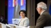 Premierul R.Moldova, Natalia Gavrilița, și șeful diplomației UE, Josep Borrell, la conferința de presă comună de la Bruxelles, 28 octombrie 2021.