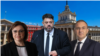 Колаж на бившата лидерка на БСП Корнелия Нинова, настоящия временен председател Атанас Зафиров и председателя на парламентарната група на социалистите Борислав Гуцанов на фона на Народното събрание