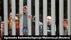 Мігранты ля плоту на мяжы Беларусі і Польшчы, архіўнае фота