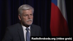 Presidenti çek, Petr Pavel, në studiot e Radios Evropa e Lirë në Pragë, 14 qershor 2023.