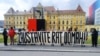 Poruka na transparentu u središtu Zagreba, 24. veljače 2023.