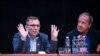 Hegedüs Péter polgármester és Tiba István országgyűlési képviselő egy tavaly áprilisi közmeghallgatáson