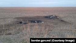 Fragmente de dronă Shahed descoperite în zona raionului Vulcănești, Republica Moldova - 12 februarie 2024.