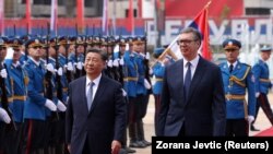 Кинескиот претседател Си Џинпинг и српскиот претседател Александар Вучиќ во Белград, 8 мај 2024 година