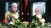 Memorial cu pozele lui Evgheni Prigojin (stânga)) și Dmitri Utkin, omul din umbră care a gestionat operațiunile companiei Wagner și care ar fi servit în serviciile secrete militare rusești, în fața biroului Wagner din Novosibirsk, la 24 august.