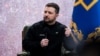 Președintele Ucrainei, Volodimir Zelenski, în timpul conferinței de presă organizată la prima aniversare a invaziei pe scară largă a Ucrainei de către Rusia, 24 februarie 2023