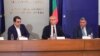 Министърът на финансите Асен Василев, премиерът Николай Денков и министърът на регионалното развитие и благоустройството Андрей Цеков в Министерския съвет в четвъртък