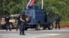 Automjete të Policisë së Kosovës në një rrugë afër Banjskës, më 24 shtator 2023.