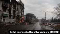 Центр почти полностью разрушенного Бахмута, 25 февраля 2023 года