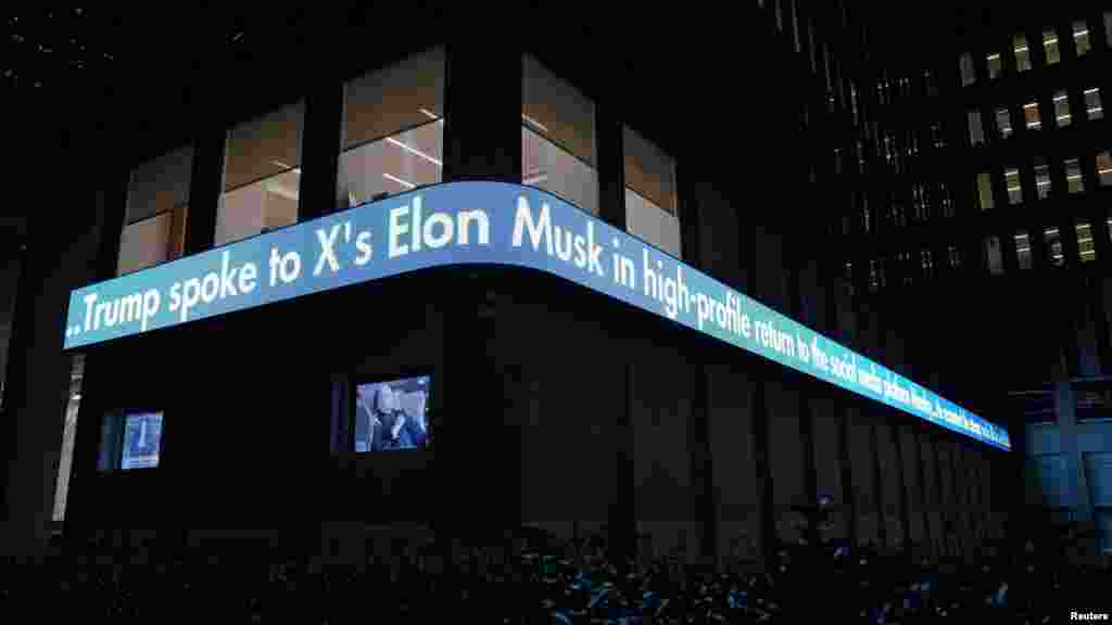 A Fox News reklámjában Elon Musk Donald Trump volt amerikai elnökkel készített interjúja 2024. augusztus 12-én New Yorkban. Donald Trump republikánus elnökjelölt augusztus 12-én egy kétórás baráti interjúra ült le Elon Musk milliárdos vállalkozóval Musk X nevű közösségimédia-platformján