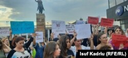 Pamje nga protestat në Shkup.