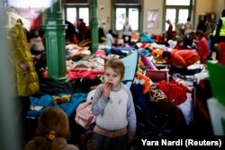 Временен бежански център в полския граничен град Пржемисъл