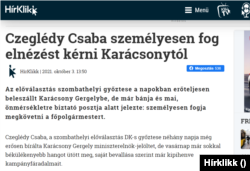 Czeglédy elnézést kér a Hírklikken