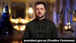 Украинският президент Володимир Зеленски по време на коледната си реч през 2022 г.