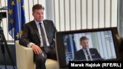 I dërguari i posaçëm i BE-së për dialogun, Mirosllav Lajçak, gjatë intervistës për Radion Evropa e Lirë. 