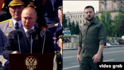 Vladimir Putin (stânga) și Volodimir Zelenski (colaj)