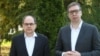 Përfaqësuesi i Lartë gjerman për Bosnjen, Christian Schmidt(majtas) dhe Aleksandar Vuçiq, Beograd 14 prill 2022. 