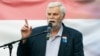 Mellár Tamás ellenzéki képviselő, a KSH volt vezetője felszólal egy 2018. szeptember 16-i budapesti politikai nagygyűlésen