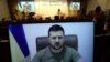 Presidenti i Ukrainës, Volodymyr Zelensky, duke iu drejtuar ligjvënësve në Korenë e Jugut, përmes video-lidhjes, 11 prill, 2022.