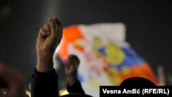 Детали од протестот на десницата за поддршка на Србите во Косово, 22 декември 2022 година