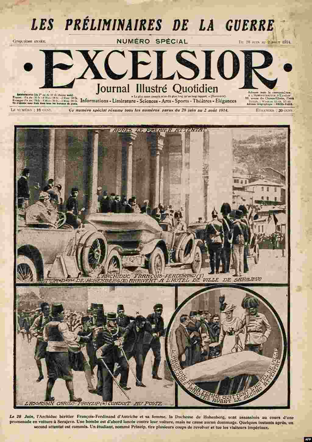 Naslovnica novina "The Excelsior" o ubistvu austrougarskog prijestolonasljednika.