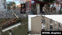 Кадри от мястото показват пораженията, а заради снимката горе вдясно, на която се вижда адресът, се появиха съмнения, че е издал на украинците местонахождението на базата
