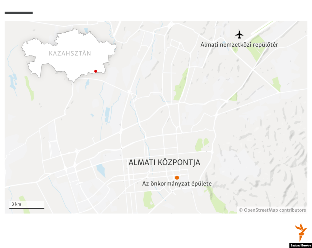 Almati Kazahsztán legnagyobb városa, 1997-ig fővárosa. A polgármesteri hivatalt közel ezer tüntető rohamozta meg január 5-én