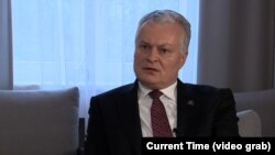Gitanas Nauseda în studioul Current Time de la Praga, 17 noiembriue 2022