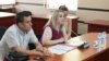 Reprezentanta Partidului Comuniștilor (PCRM), Diana Caraman, în fața membrilor CEC, solicitând includerea formațiunii în „Blocul Patriotic al socialiștilor, inima și viitorul Moldovei”. 
