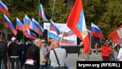 Митинг и концерт се провеждат на 23 септември в подкрепа на организираните от Русия референдуми в окупираните райони на Украйна в Севастопол, Крим, където Москва организира подобен вот през 2014 г. след завземането на региона със сила от Украйна.