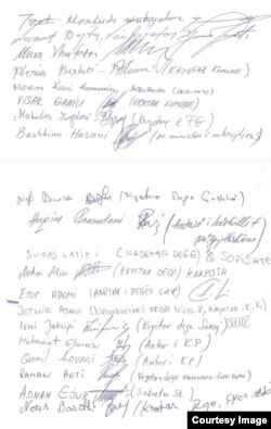 Letra me nënshkrimet e grupit prej 20 zyrtarëve të lartë të BDI-së.