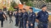 Policia në Beograd gjatë protestës së aktivistëve të komunitetit LGBT pas ndalimit të marshit të EuroPride. 13 shtator 2022.
