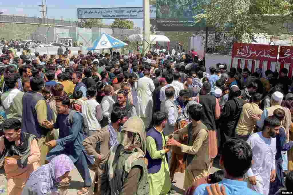 Thousands jammed into Kabul hoping to flee the country. 