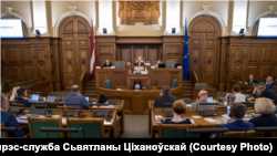 The Latvian parliament The Latvian parliament adopted the resolution on August 11 after 67 lawmakers voted for it. (file photo)