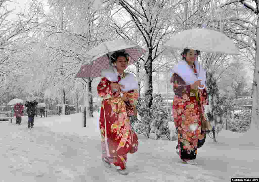 Japan - Snježna oluja u Tokiju, 14. januar 2013. Foto: AFP / Yoshikazu Tsuno