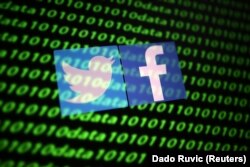 Logot e kompanive Twitter dhe Facebook.