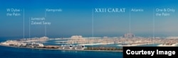 Reklama prikazuje dio područja Palm Jumeirah u Dubaiju.