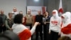 Белоруската лидерка на опозицијата Свјетлана Циханускаја и хор на прес-конференцијата на солободените затвореници