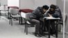 Бойцы ставропольского ОМОНа изучают объявления о работе в центре занятости