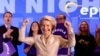 Ursula von der Leyen, az Európai Bizottság elnöke ünnepel Brüsszelben, az Európai Néppárt székhelyén 2024. június 9-én