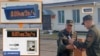 Un detaliu din fundalul unei fotografii de la o bază militară din Belarus arată un monitor digital care măsoară radiațiile.