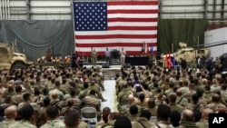 US forces celebrate Christmas at the Bagram base outside of Kabul in 2017.
