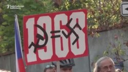 Protest în fața ambasadei ruse de la Praga la 50 de ani de la invazie