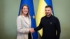 Роберта Метсола во время встречи с Владимиром Зеленским. Киев, 17 сентября
