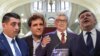 De la stânga la dreapta, candidații la alegerile prezidențiale din România: George Simion, Nicușor Dan, Victor Ponta și Crin Antonescu.