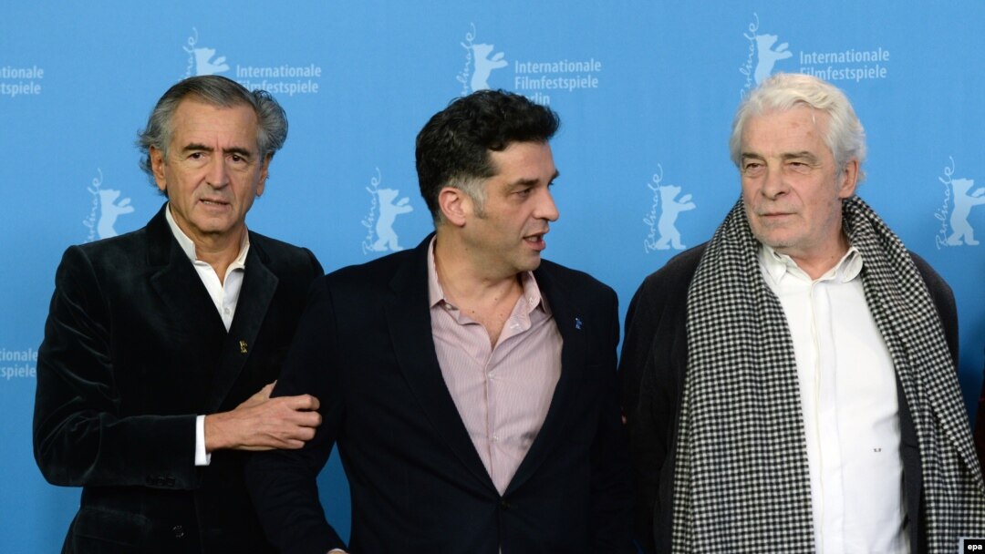S lijeva na desno: Bernard-Henri Levy, Danis Tanović i Jacques Weber 66. na Berlinaleu