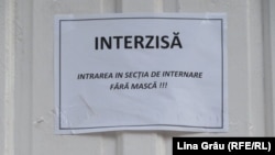 Intrare interzisa! Inscriptie la sectia de internare a spitalului Toma Ciorba din Chisinau