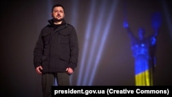 Украинският президент Володиир Зеленски поздравява страната при посрещането на Нова година, 1 януари 2025 г.