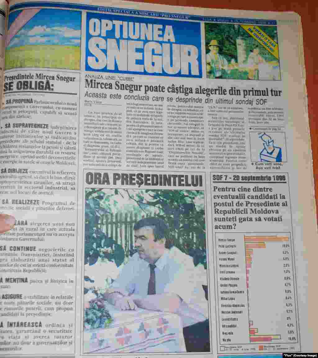 "Flux", 4 octombrie 1996, supliment special al ziarului "Flux" în sprijinul lui Mircea Snegur