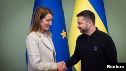 Ukraine's President Zelenskiy meets with European Parliament President Metsola in Kyiv